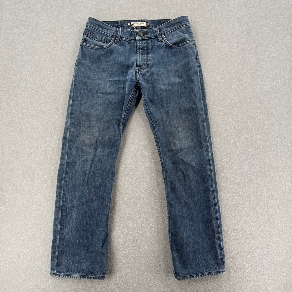 Burberry London Denim Chain Medium Wash Blue Straight Leg Jeans Men Size 30R